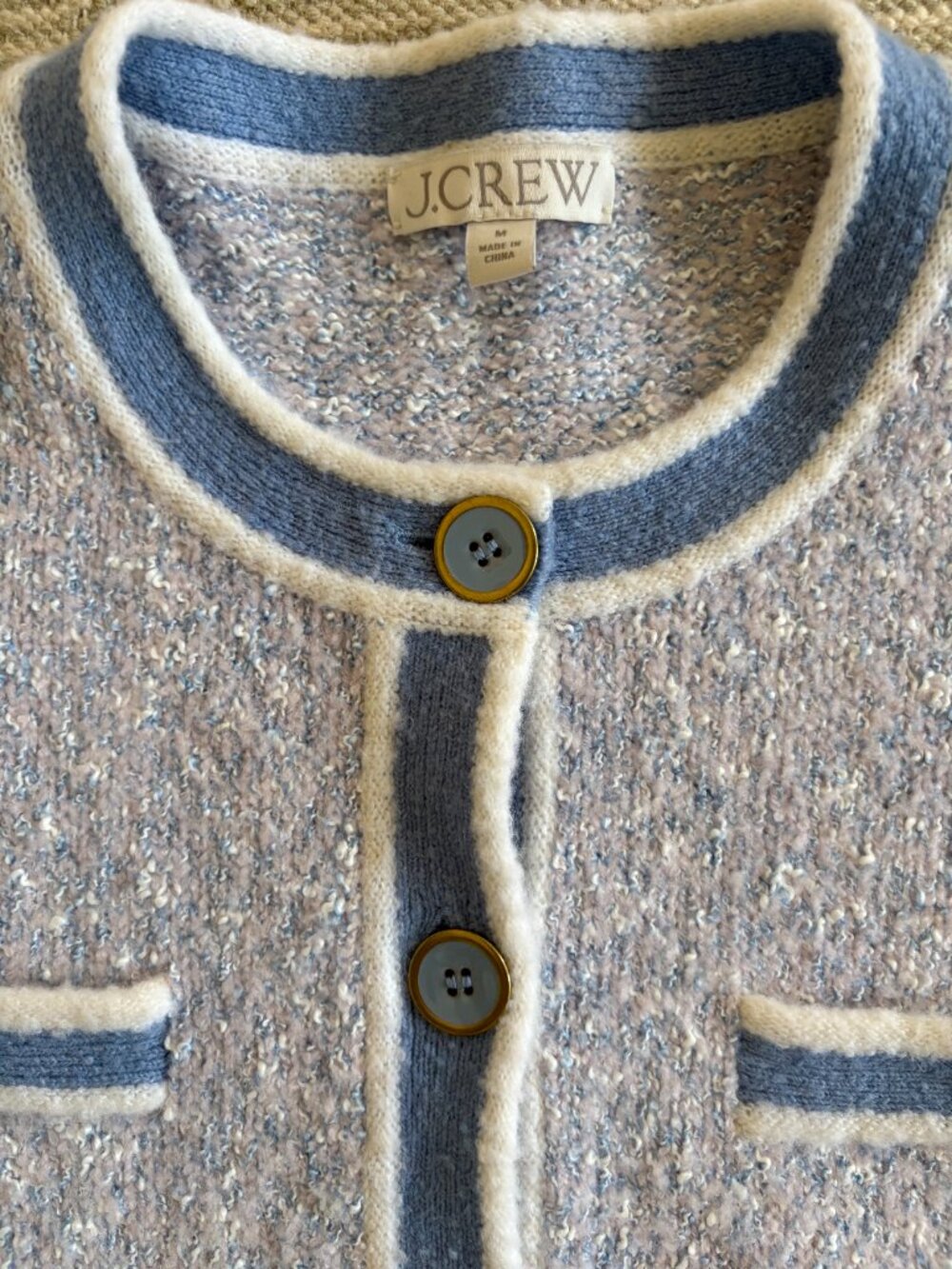 J.Crew Bouclé-Style Cardigan | Size Medium | Blue - Picture 3 of 4